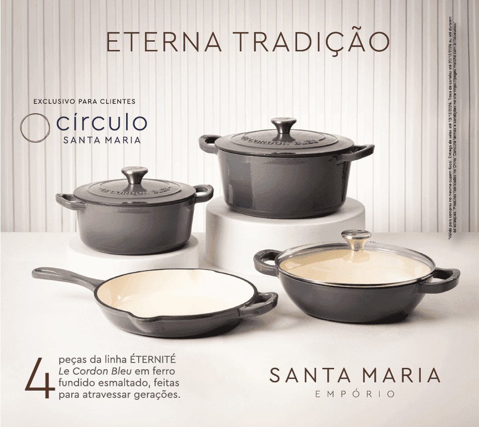 Coleção Éternité de panelas Le Cordon Bleu, exclusiva para clientes Círculo Santa Maria